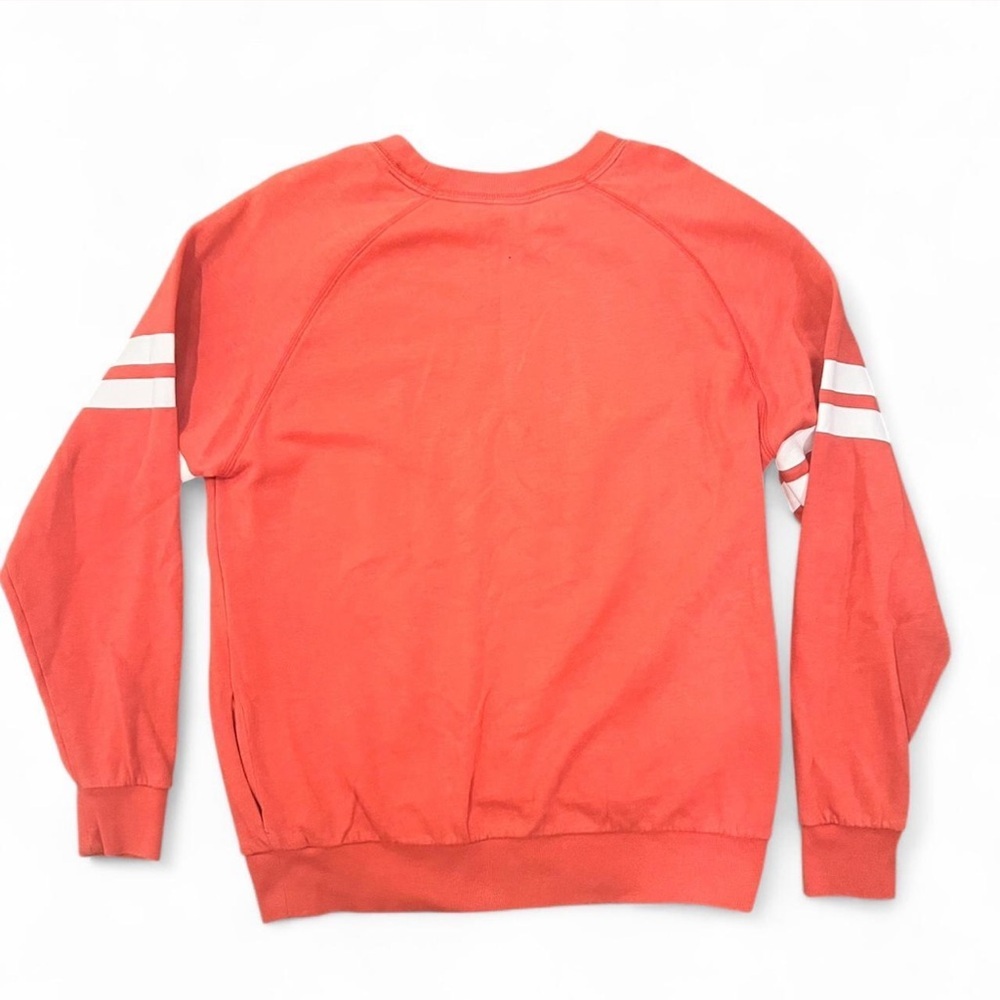 Victoria Secret Pink Varsity Crewneck Sweatshirt Oversized Pullover Coral SizeXS - Picture 3 of 4